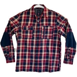 Wrangler Western‎ Cowboy ATG Flannel Shirt Mens M Plaid Fishing Rockabilly